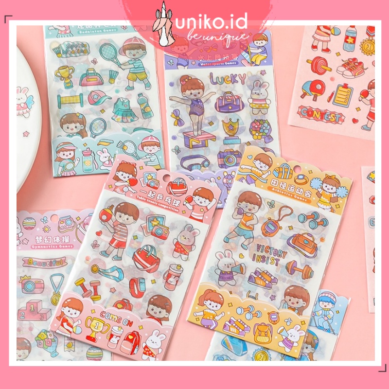 

UNIKO.ID 4 PCS CUTE CARTOON SPORT ACTIVITY STICKERS PET DIY DIARY STICKER JURNAL BOTOL DECO STIKER HIAS