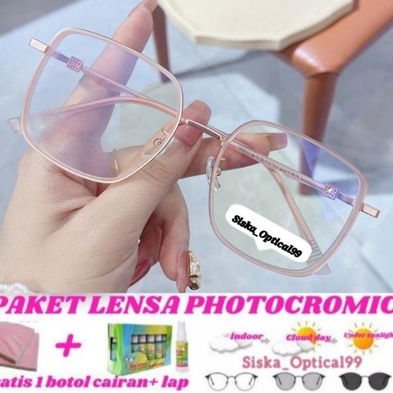 Frame Kacamata Photocromic | Kacamata Minus Anti Radiasi | Kacamata Wanita 2809 PALING DIMINATI