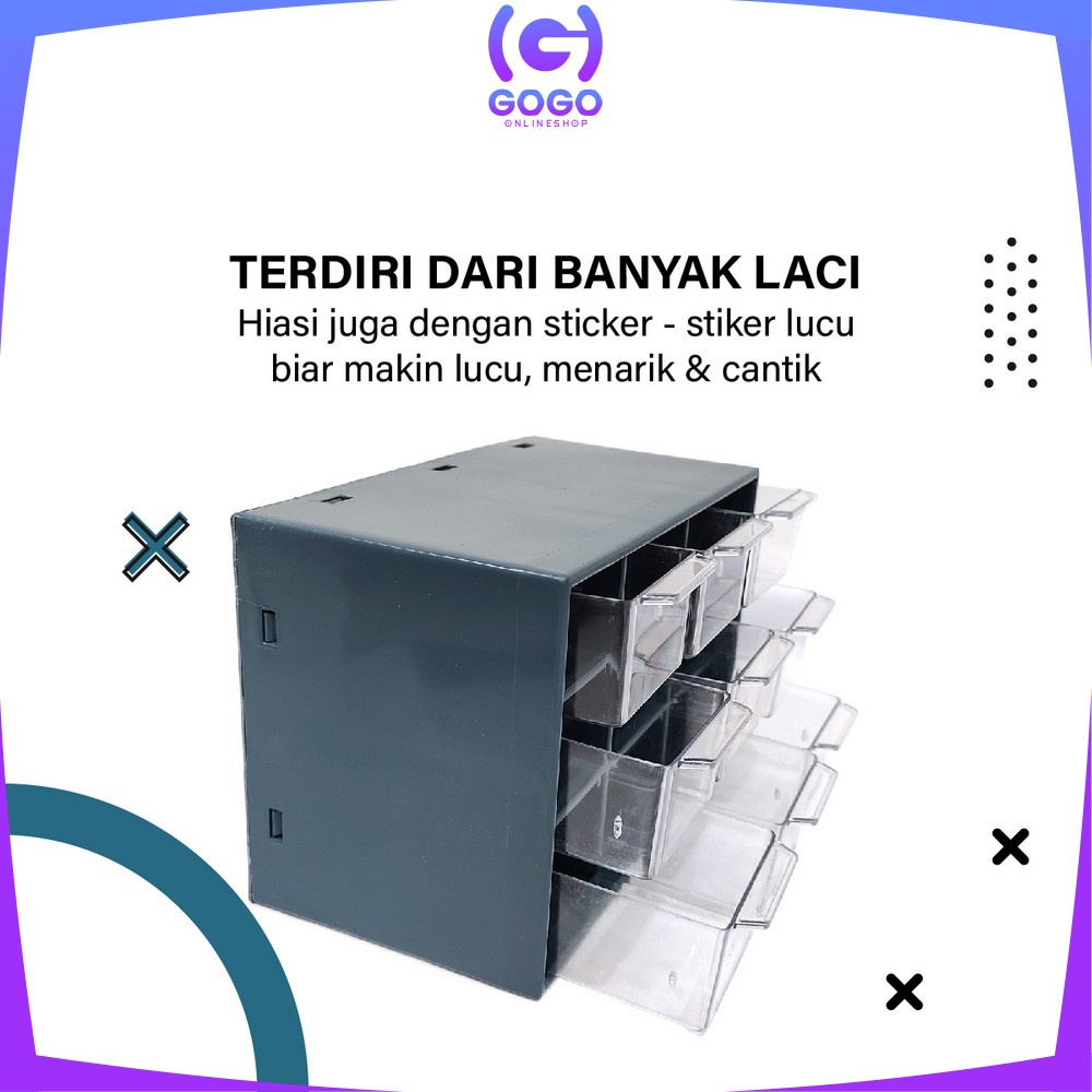 GOGO-C804 Kotak Laci Perhiasan kotak Aksesoris Mini 9 Sekat / Kotak Penyimpanan Serbaguna Laci Mini / Laci Aksesoris Storage Box Multifungsi