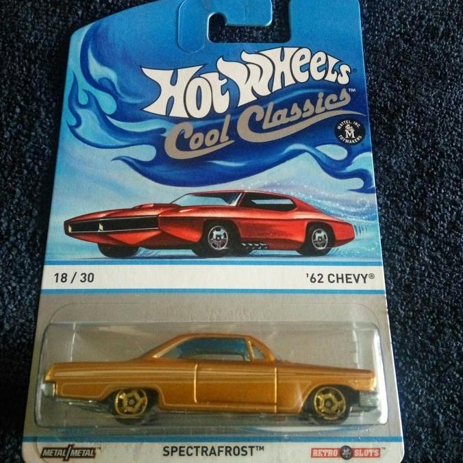 HOT WHEELS 62 CHEVY. 62 CHEVY IMPALA. COOL CLASSIC CARD SERIES. GOLD.
