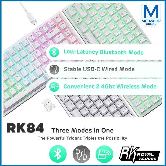 ROYAL KLUDGE RK84 WIRELESS MECHANICAL KEYBOARD GAMING 75% HOTSWAP 84