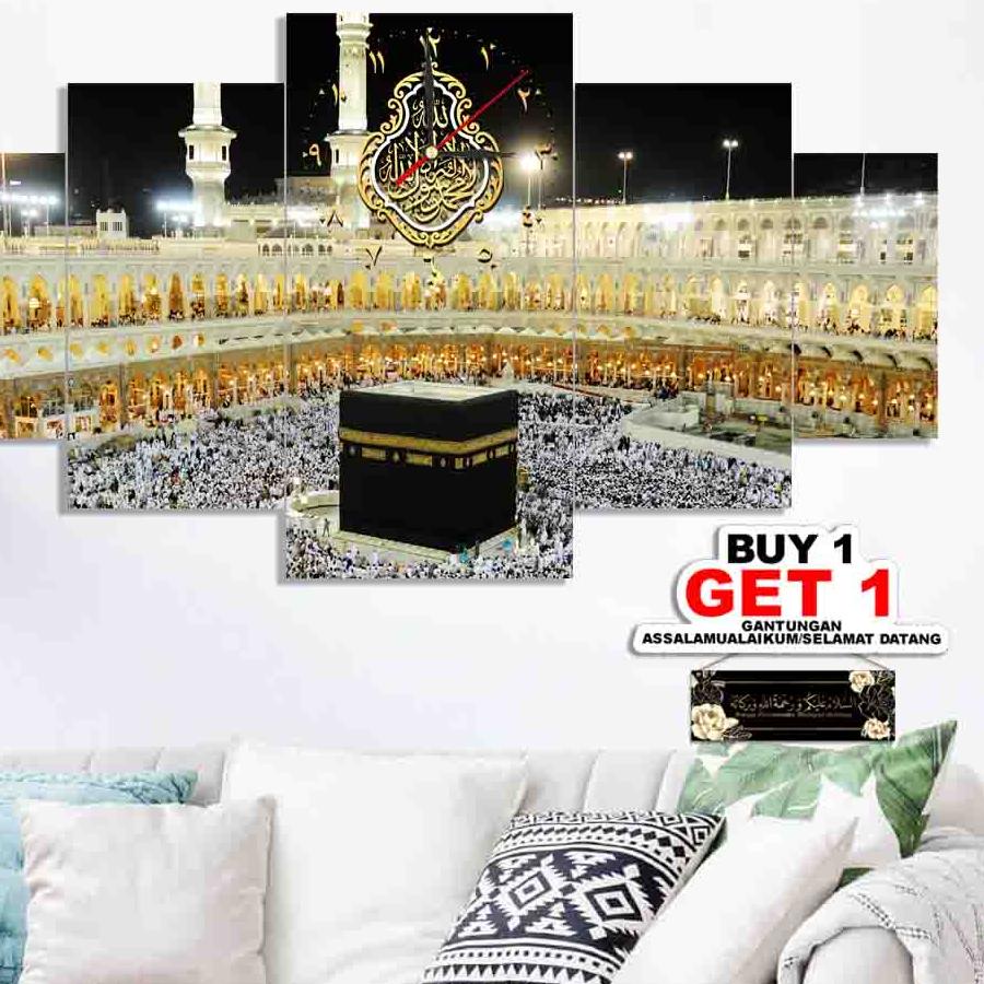 ♦ Jam Dinding Ka'bah Ukuran Besar Hiasan Dekorasi Rumah Islami ♡
