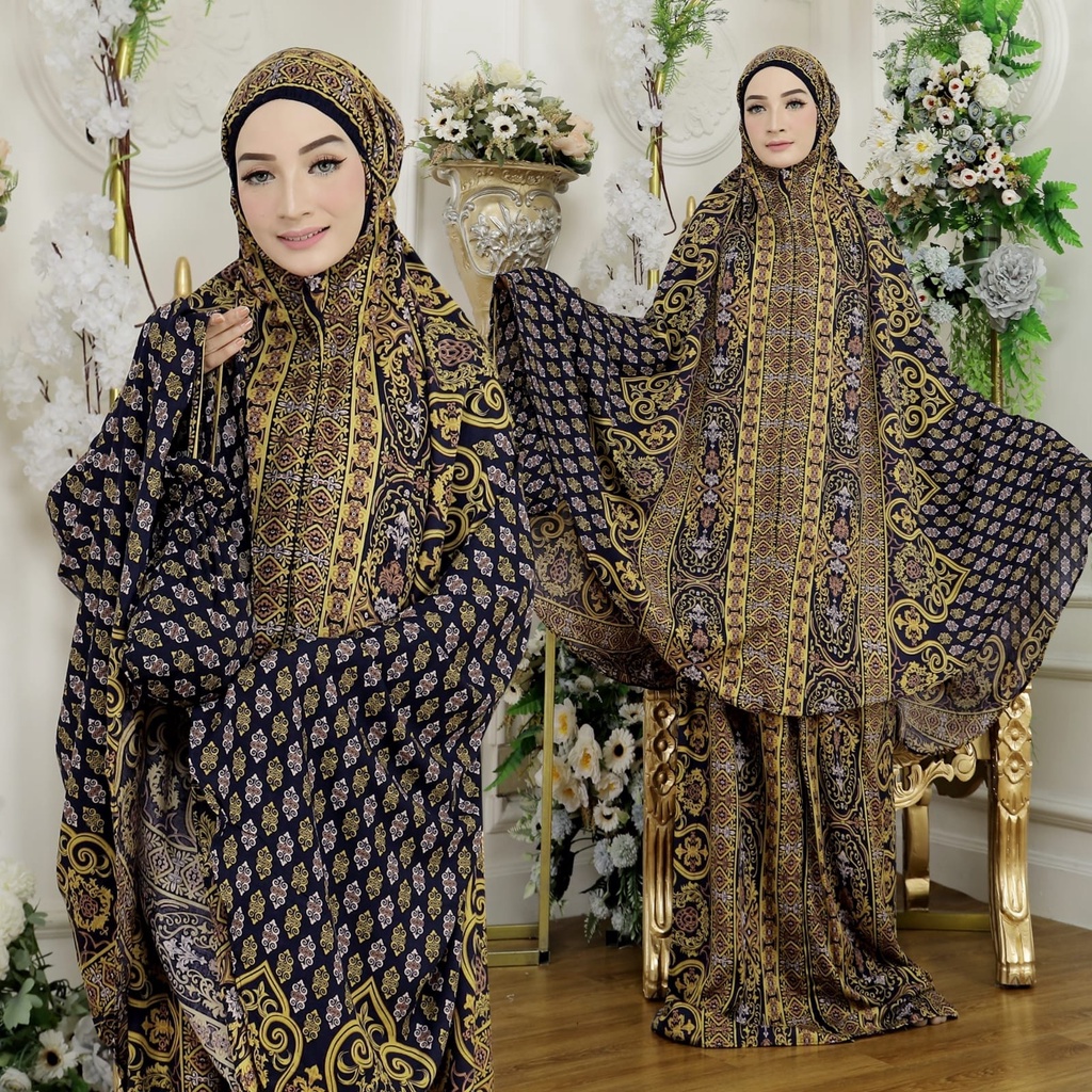 Mukena Katun Rayon Premium Dewasa Motif Batik Arafah + Tas HOPYLOVY