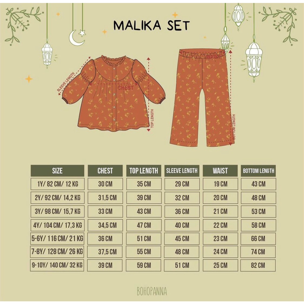BOHOPANNA - RAYA COLLECTION - MALIKA SET - Setelan Anak