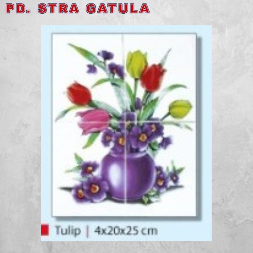 Keramik Panel Gambar Dinding ASTER Bunga Tulip 4x20x25