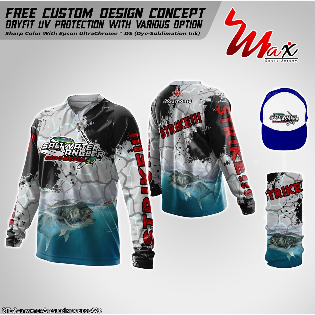 Max Jersey Mancing Custom Dryfit Anti UV High Quality