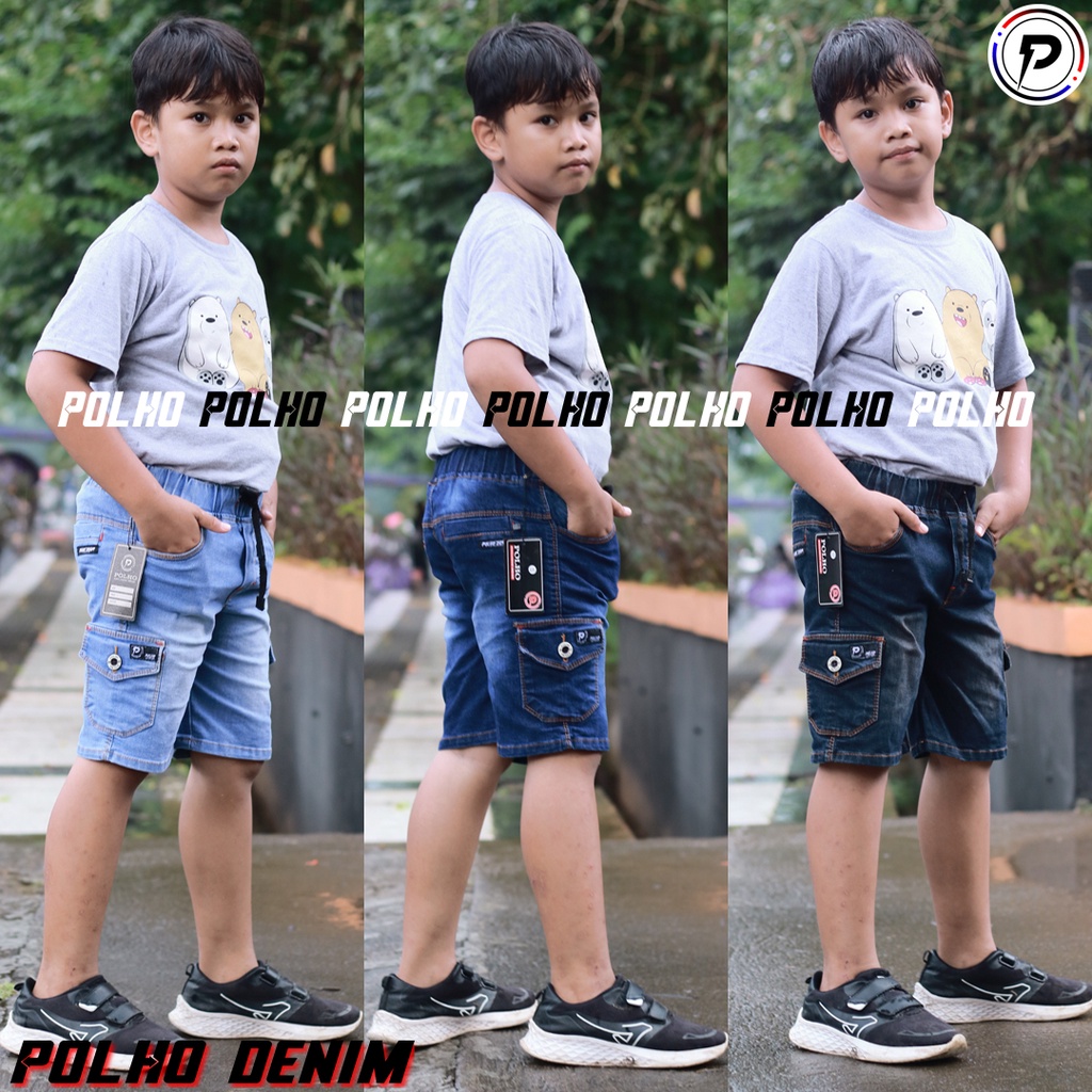 Celana Jeans Anak Pendek Cargo Boardshort usia 2-12 tahun by POLHO DENIM