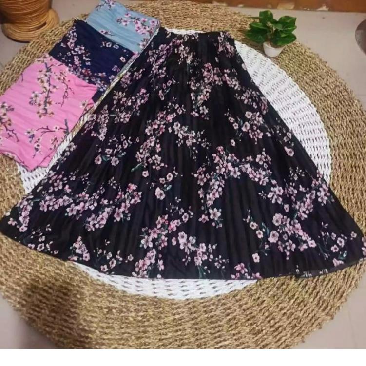 PALING DICARI M27 [Farha Hijab] ROK PLISKET / ROK PLISKET MOTIF BUNGA / ROK PLISKET MOTIF PREMIUM / 