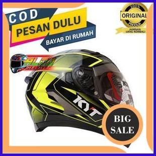 last stok kyt falcon / helm kyt falcon 2 ARMOUR BLACK YELLOW FLUO / helm full face sni 140ZZ3
