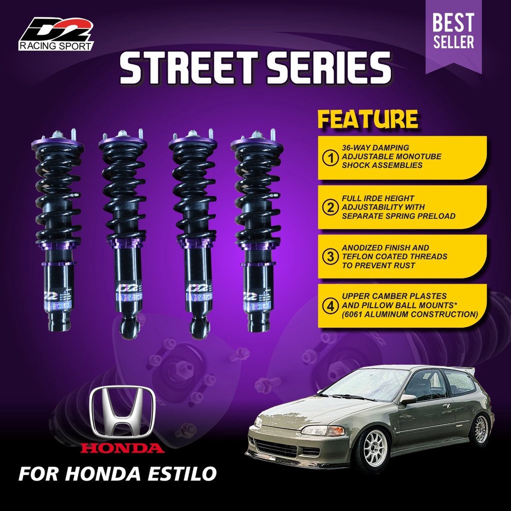 Aksesoris Suspensi Shockbreaker Coilover Untuk Harian D2 Racing STREET coilover civic EG Estilo Geni