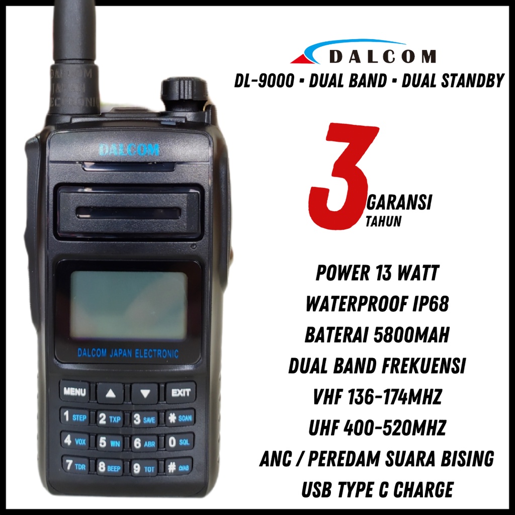 WALKIE TALKIE HT DALCOM DL-9000 WATERPROOF IP68 DUALBAND