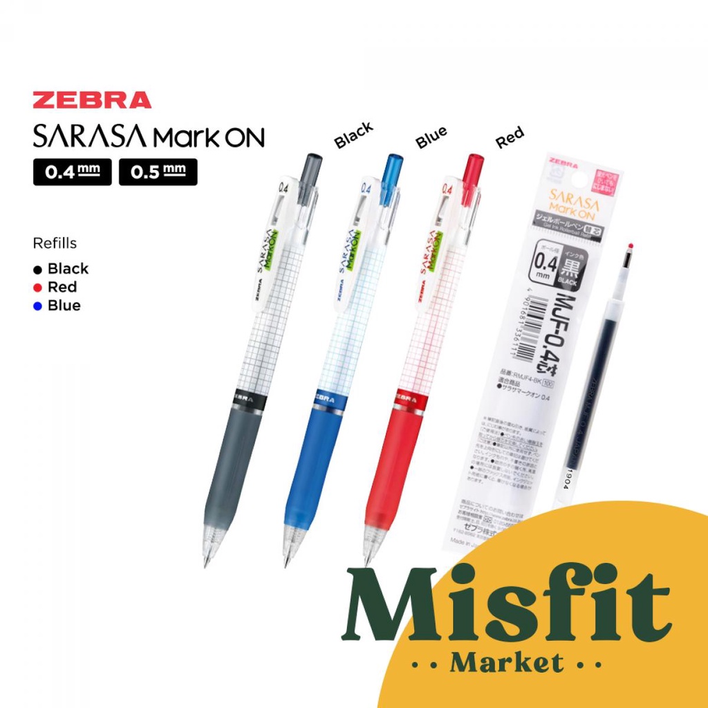 

ZEBRA Sarasa Mark On 0.4 / 0.5 mm Gel Pen Refill pulpen isi ulang MarkOn Bolpoin