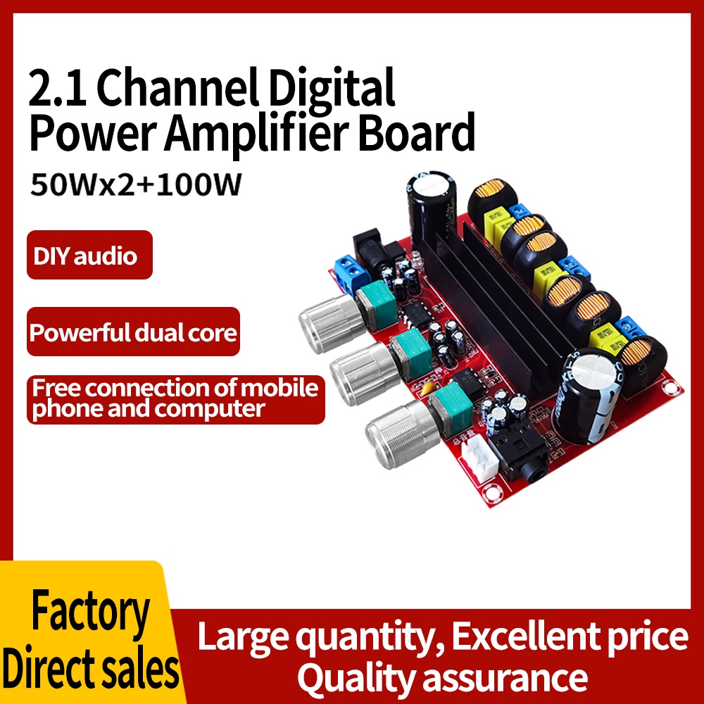 【XH-M139】 2.1 channel digital power amplifier board tegangan lebar 12V-24V 【TPA3116D2】 Daya tinggi 2*50W+100W