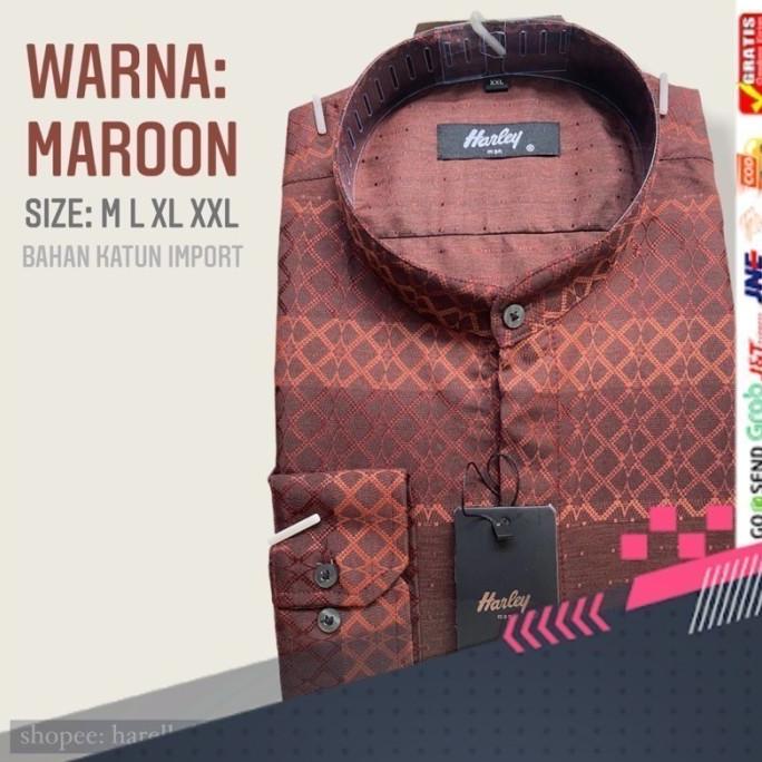 TERMURAH Ready 2 Warna Kemko / Kemeja koko harley warna maroon tangan panjang /BAJU KOKO PRIA/BAJU K