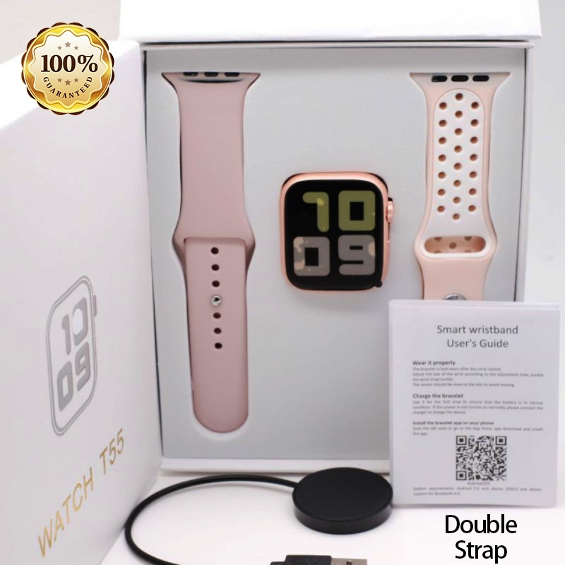 SMARTWATCH T55 Touchscreen Layar sentuh Double Strap Jam Tangan Olahraga Pria wanit TAHAN AIR bisa B