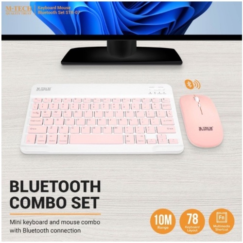 M-Tech STK07 Keyboard Mouse Combo Bluetooth STK-07 Wireless