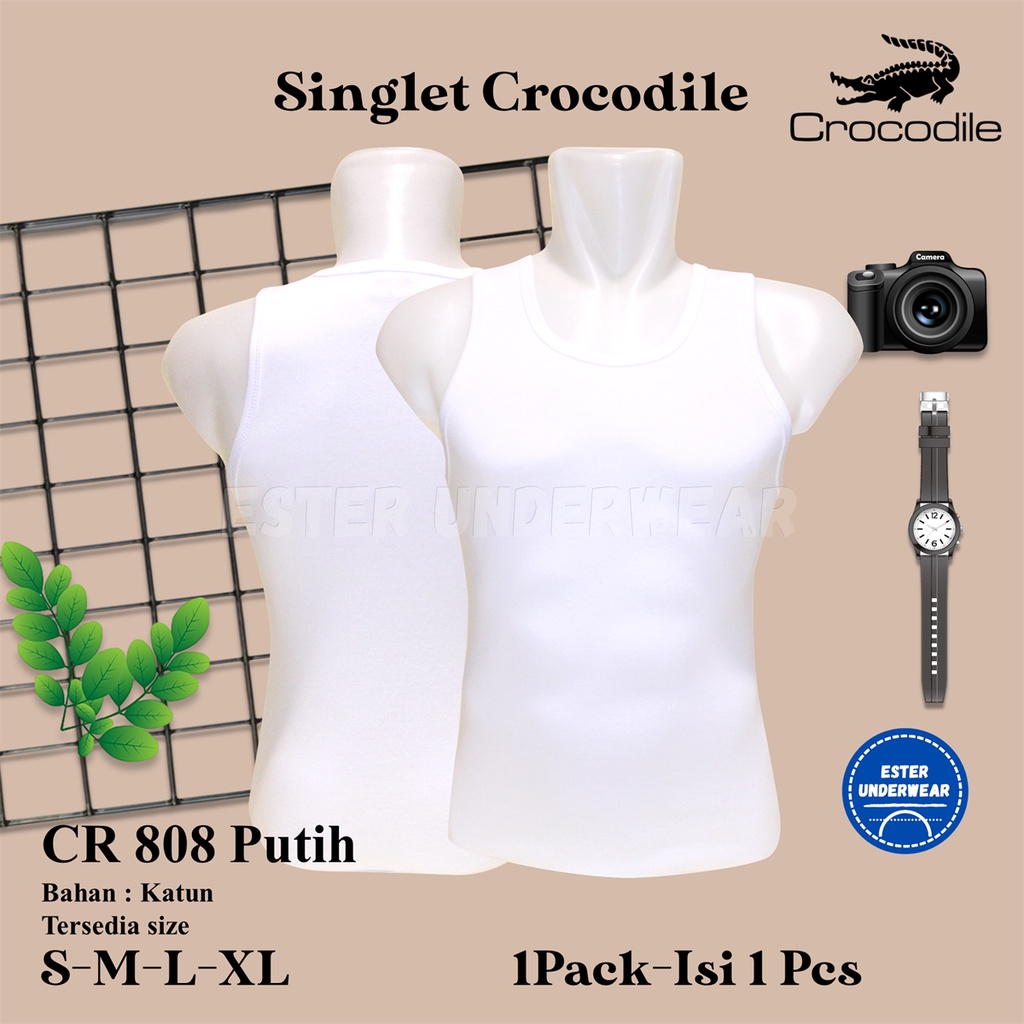 Kaos Singlet Pria CROCODILE CR 808 PUTIH ISI-PCS