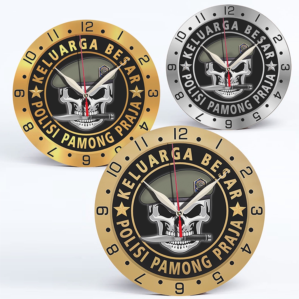 Jam Dinding Unik Keluarga Besar Polisi Pamong Praja (POL PP) - Kayu Karakter D30cm (Special Edition)