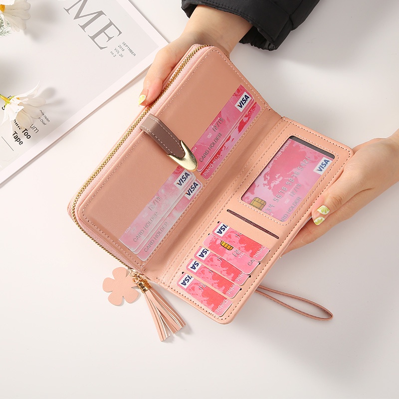 ASIN829 Dompet wanita long zipper fashion coin wallet fashion wallet multifungsi folding wallet JJ-912 imported thin type ladies folding wallet Dompet tombol panjang