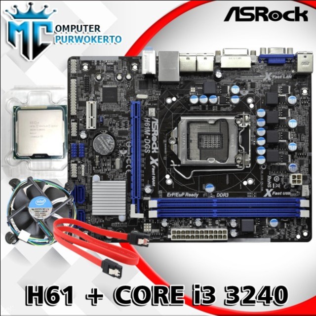 Paket Motherboard H61 Dan I3 3240 + fan