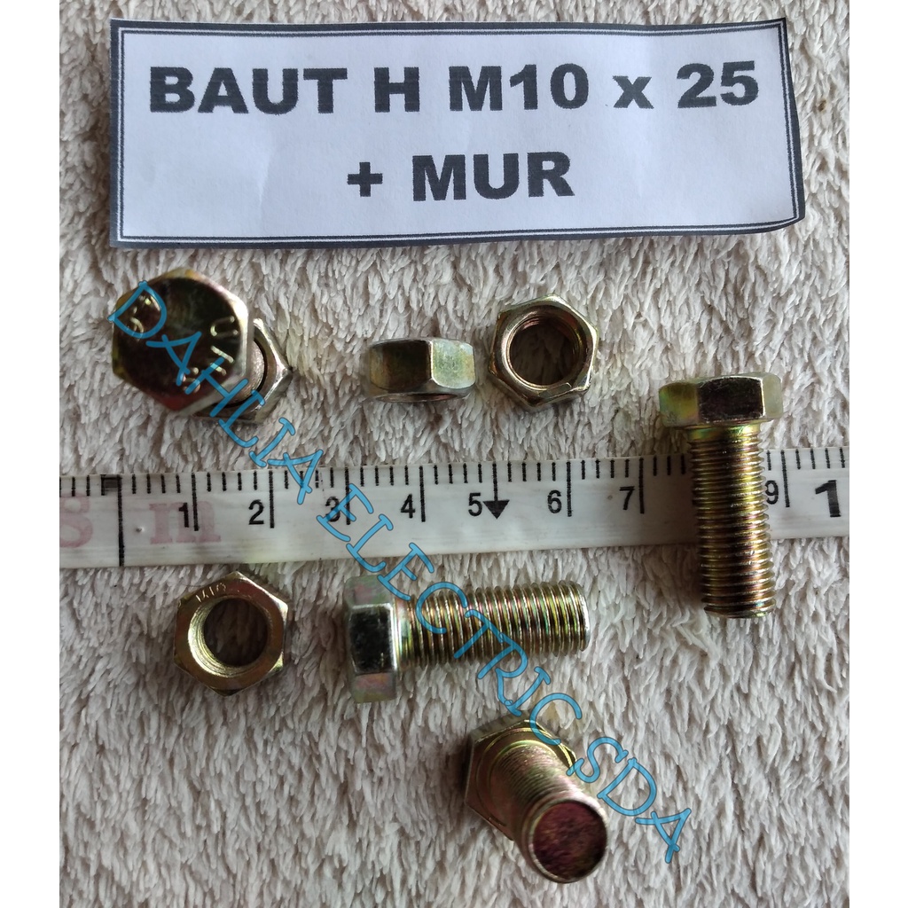 BAUT H M10 x 25 + MUR (1 SET)