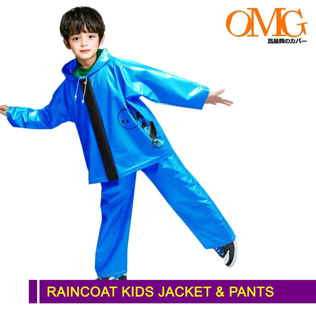 Jas Hujan Jaket Celana Anak SD SMP Raincoat kids Children Japan OMG JACKET PANTS