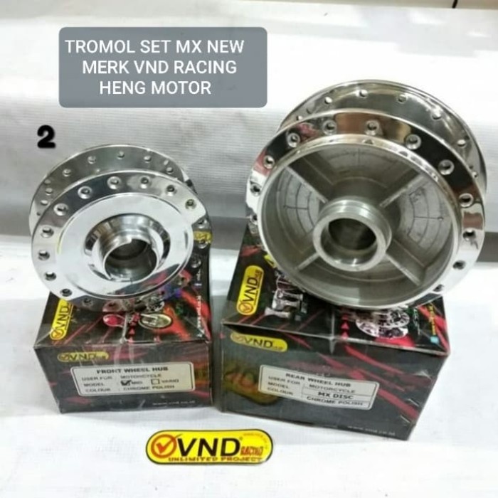 Tromol Set MX NEW VND Racing - ( tromol depan - belakang) Crome Polish