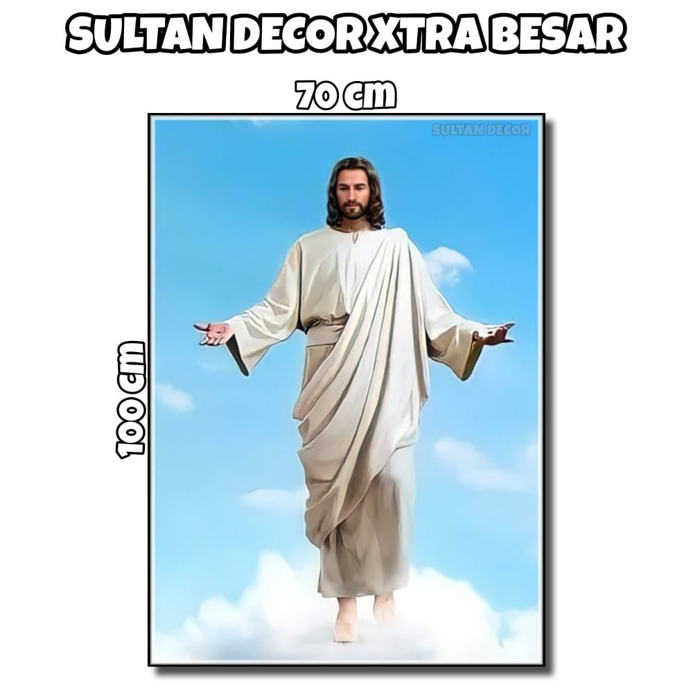 LUKISAN POSTER CETAK YESUS KRISTUS XTRA BESAR UKURAN 100X70CM 150X100CM HIASAN DINDING YESUS KRISTEN