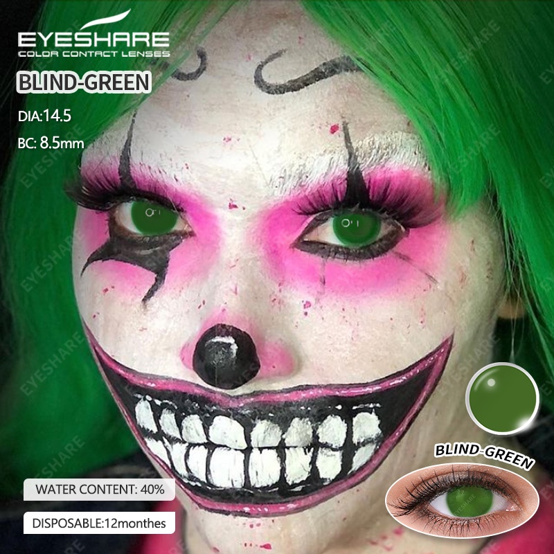 （COD）1Pasang Red Eye Suasana Horor Cosplay Lensa Kontak Warna Diameter 14.5MM Halloween Softlens Semua Hitam / Semua Putih / Semua Hijau Softlens 2022 Karakter New Mata softlens Seni Gotik