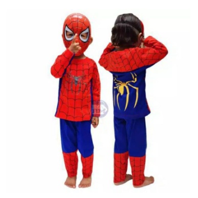 Baju anak kostum superhero spiderman azada gratis topeng / KOSTU kaos baju iron man anak laki laki k