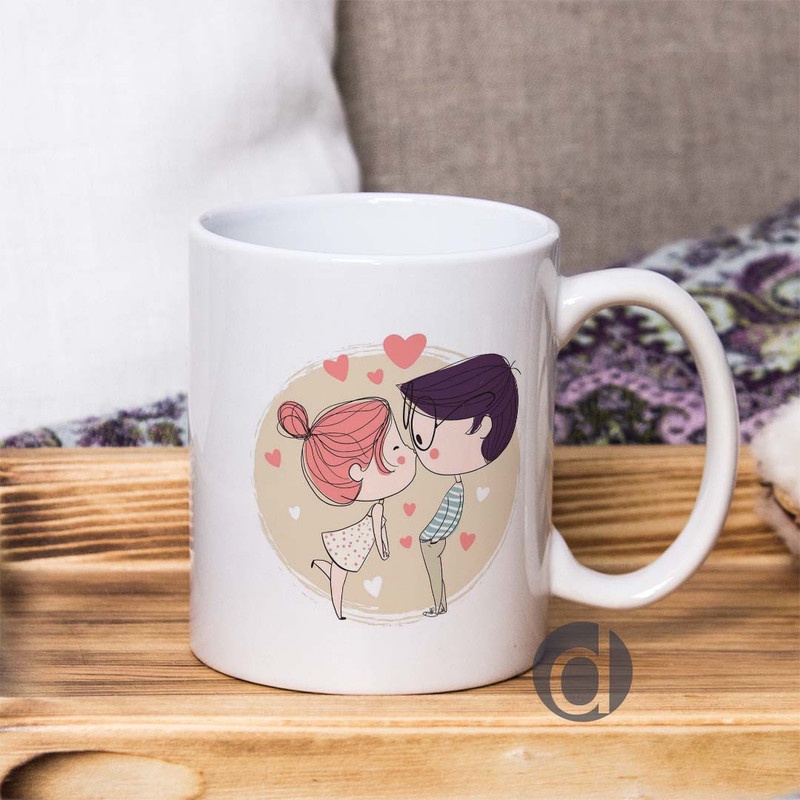 Mug Cangkir Valentine Lucu Chibi Love Couple