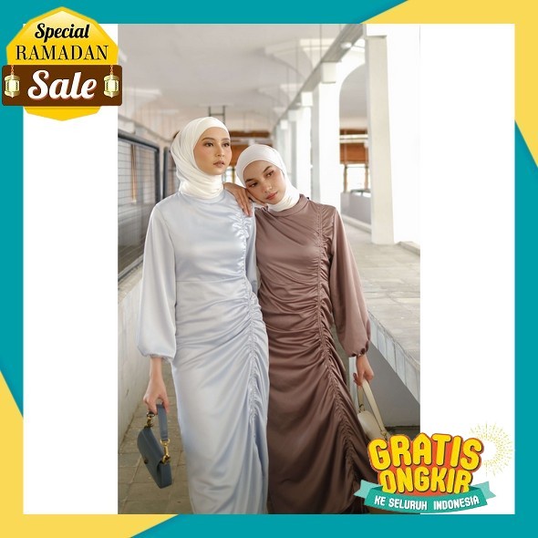 Dress Gamis Bordir Original Lebaran Kondangan Dusty Pink Jumbo Elegan Mewah Kekinian Terbaru 2023 Ga