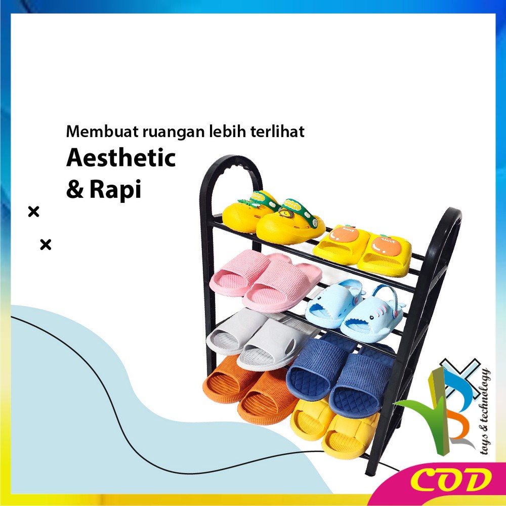 RB-C807 Rak Sepatu Sandal 4 Tingkat Penyimpanan Multifungsi Bahan Plastik / Rak Susun Portable Tempat Sepatu Home Organizer Shoe Rack