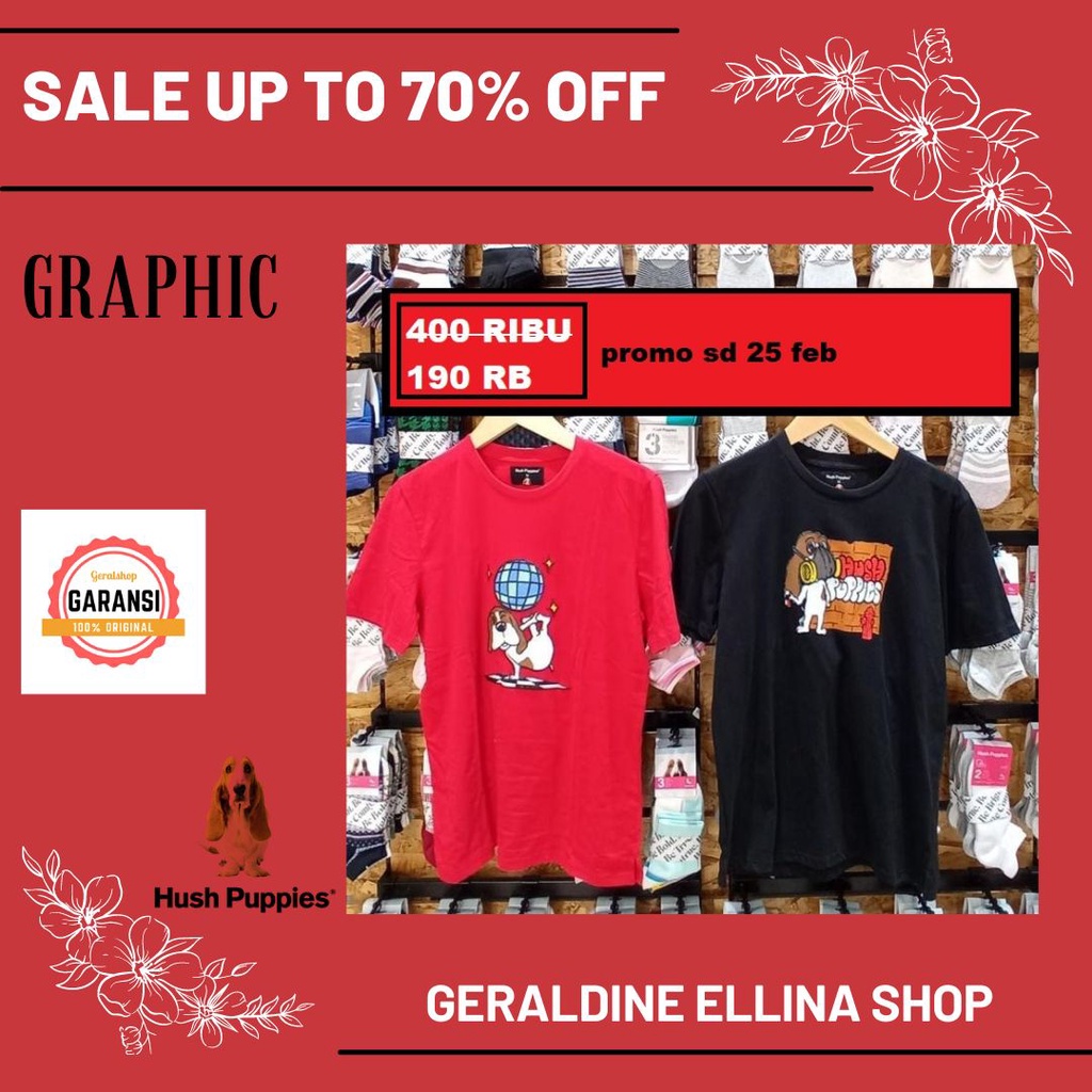Pakaian baju kaos hush puppies original pria sale seri GRAPHIC GRAFI HANDHOPES