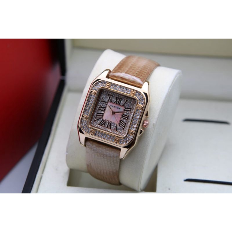 Jam Tangan Wanita Cartier Kulit / Jam Tangan Import