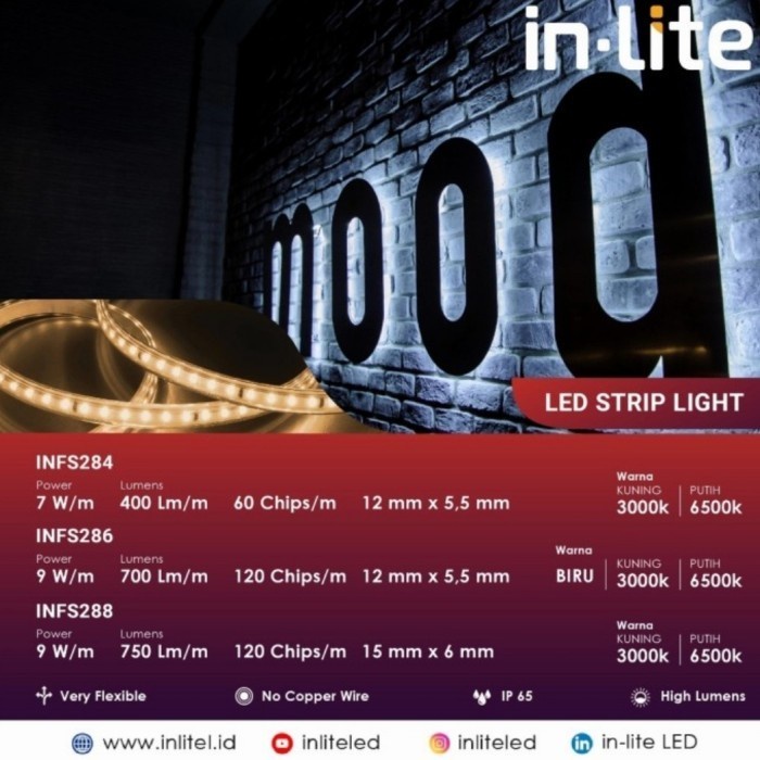 ROLL INLITE Led Strip Lampu Selang INFS288 AC 220V OUTDOOR INFS 288