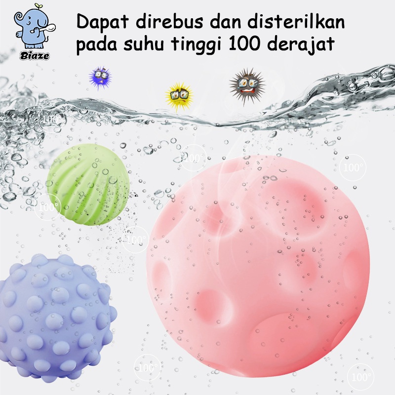 BIAZE Mainan Bola Puzzle Pijat Bayi Multifungsi Lembut Dengan Suara Untuk Edukasi Perkembangan Sensory Bayi Mainan