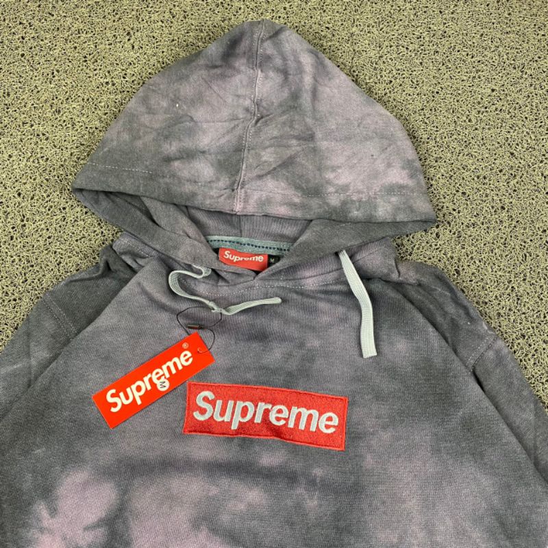 HOODIE SUPREME TIE DYE BORDIR FULL TAG LABEL CASUAL HYPE