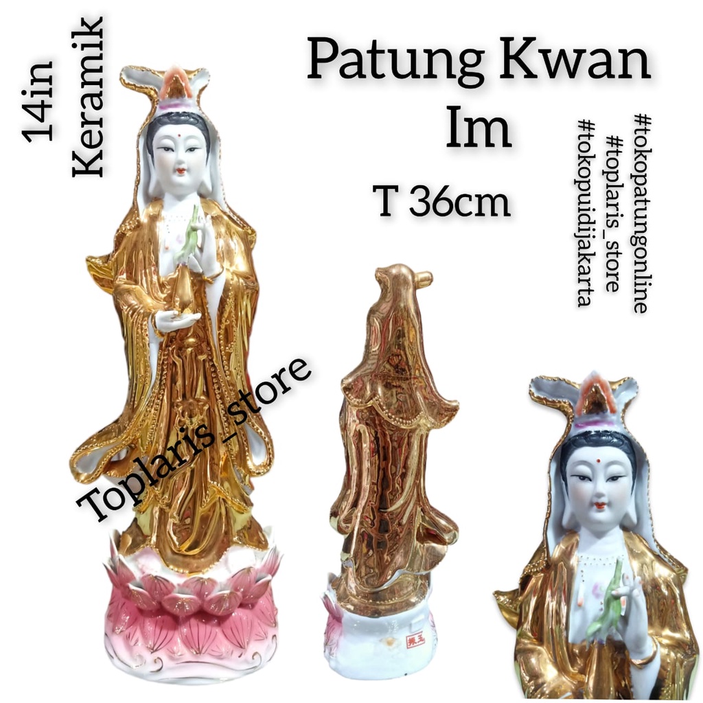 Patung Kwan Im Berdiri 14in Keramik 023