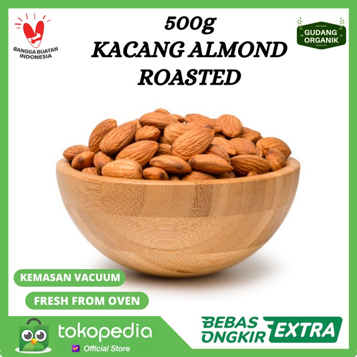 

500g Kacang Almond Panggang Premium / Almond Roasted Fresh From Oven