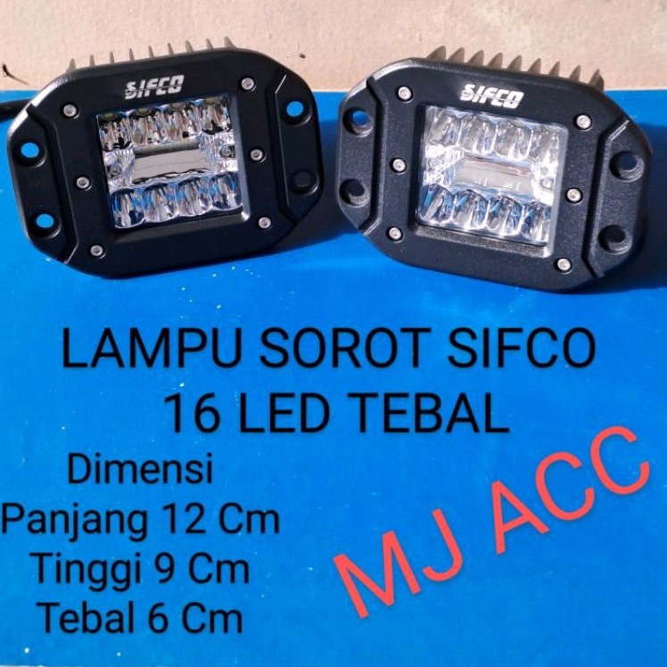 LAMPU SOROT MERK SIFCO 16 LED KOTAK TEBAL