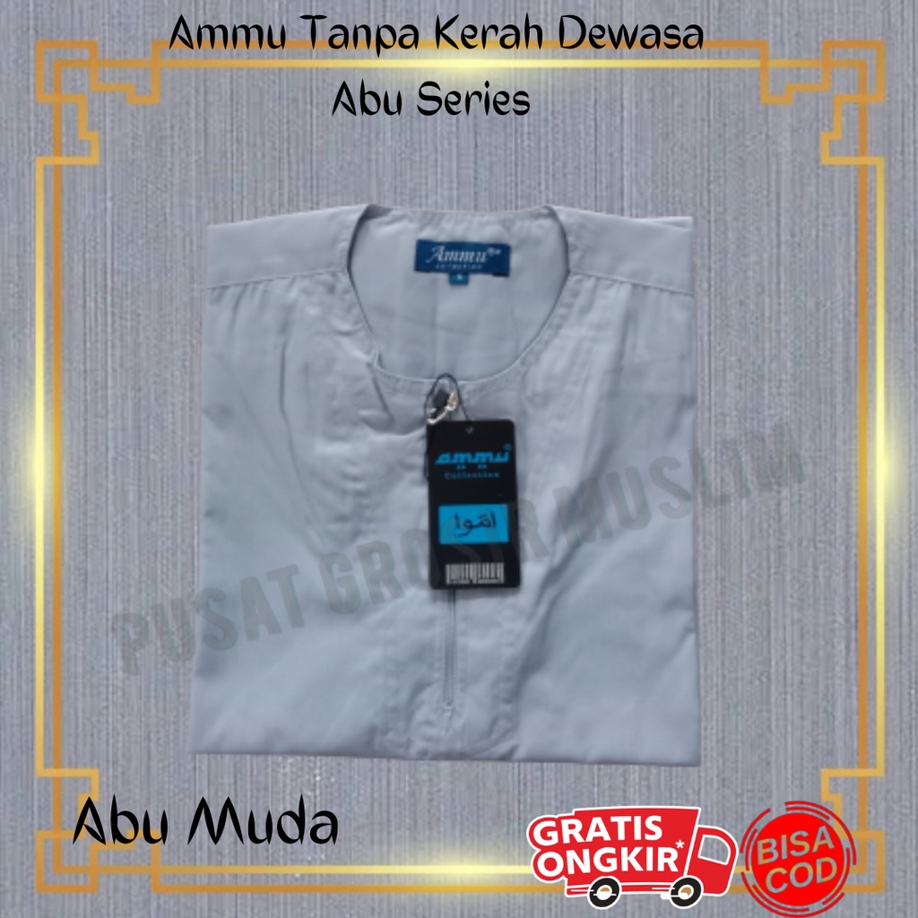 Baju Koko Ammu Dewasa Tanpa Kerah Abu Abu Series Termurah