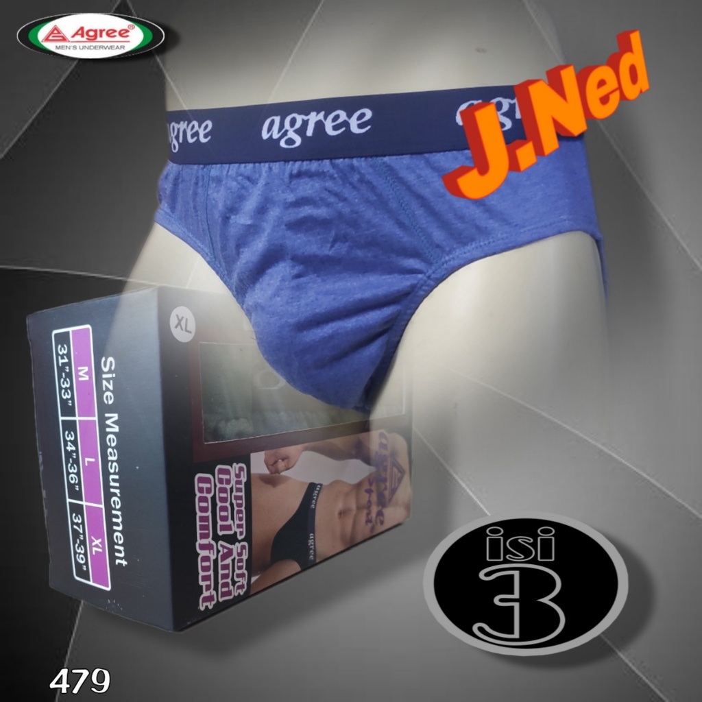 J479T Celana Dalam Pria | Cd Pria Agree Exclusive Men's Brief [Per Box Isi 3 Pcs]