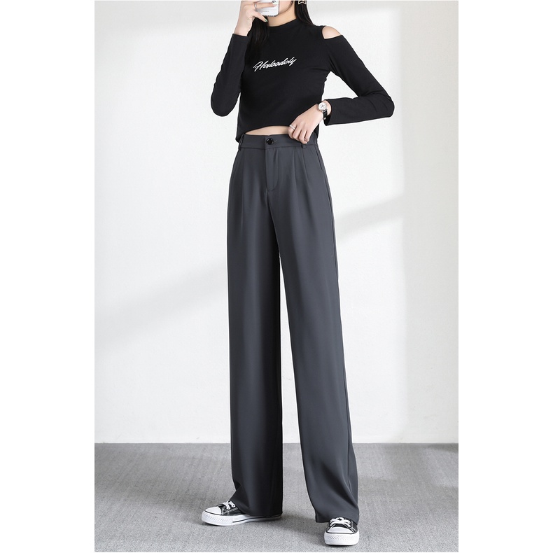 Korea Highwaist Loose Celana Jas Wanita Kekinian (realpict)