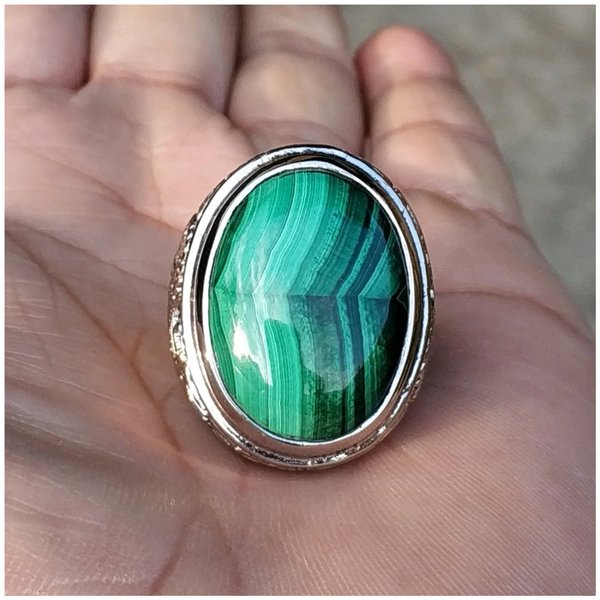 Batu Cincin  BATU AKIK NATURAL MALACHITE 3D GOYANG PGS603