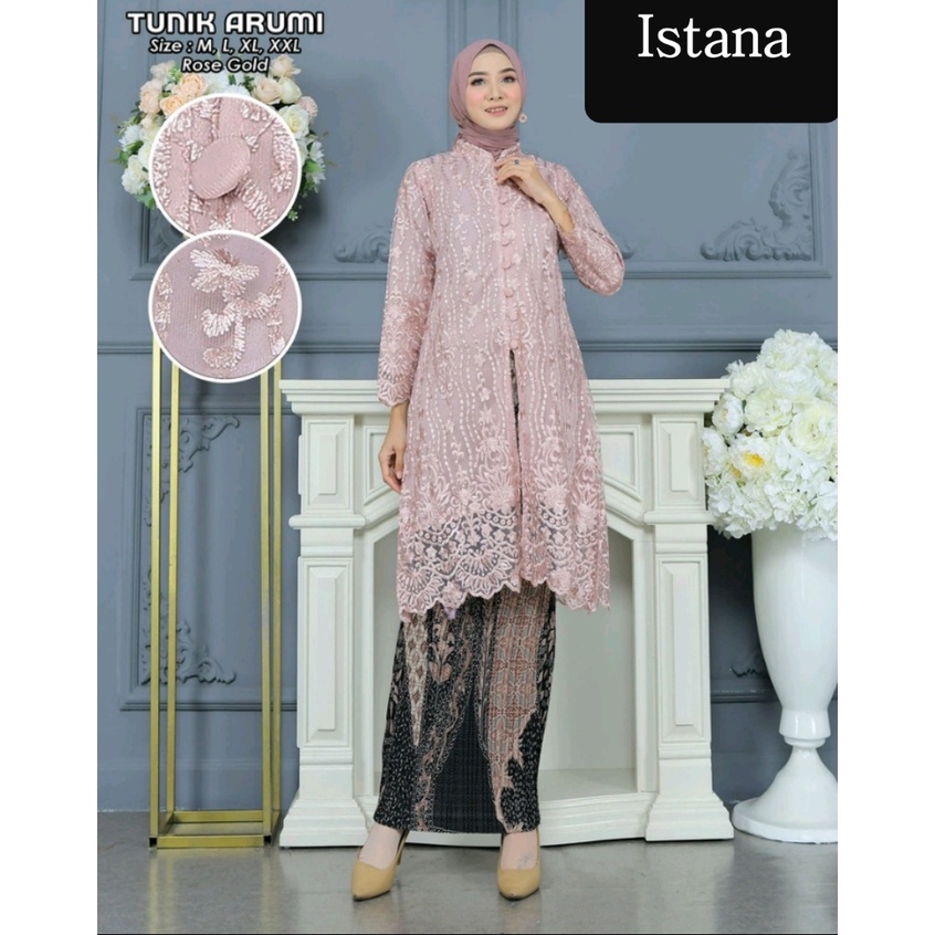 Ready Set Tunik Kancing depan Modern by Istana Kebaya//Kebaya Terbaru//Baju Kebaya/Kebaya Termurah/Kebaya Pesta Terbaru/baju kebaya/pakaian wanita//pakaian tradisional/set kebaya