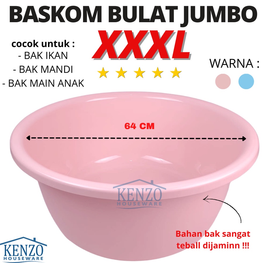 Baskom Bak Bulat Besar Jumbo Plastik Bak Air Mandi Berkualitas XXXL Redhouse