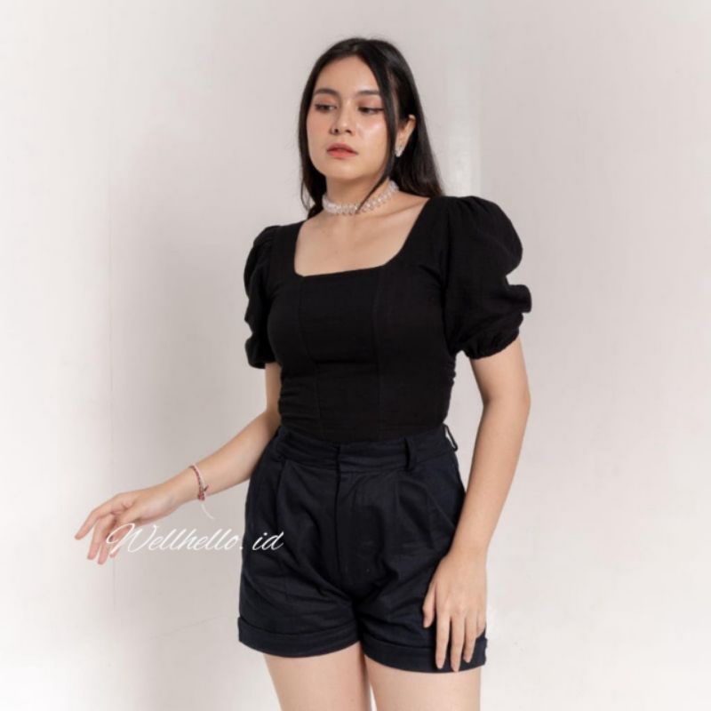 Dea Top | Baju Atasan Wanita Top Crop Sabrina Kerut Jumbo S-XXXXL