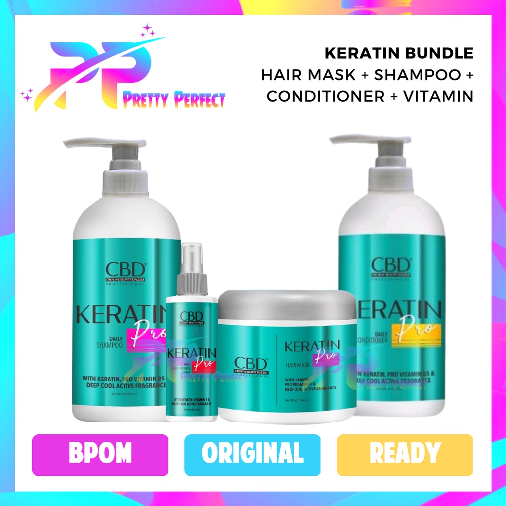 CBD Keratin Pro Paket 4 in 1 Hair Mask + Vitamin + Shampoo + Conditioner