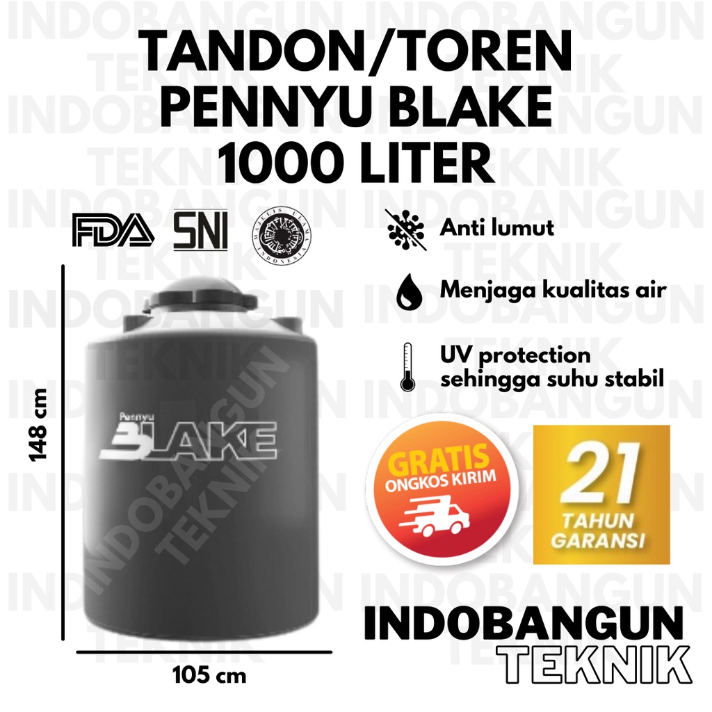 Toren Tangki Tandon Air Pennyu Blake 1000 Liter Murah Anti Lumut Garansi 21 Tahun Tahan Lama Penyu